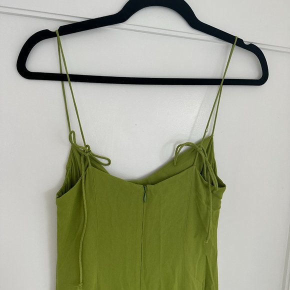 ❌SOLD❌NWT Reformation Fallon Mermaid Tiered Maxi Dress Sz 2 Avocado Ruffle Tie - Picture 8 of 10